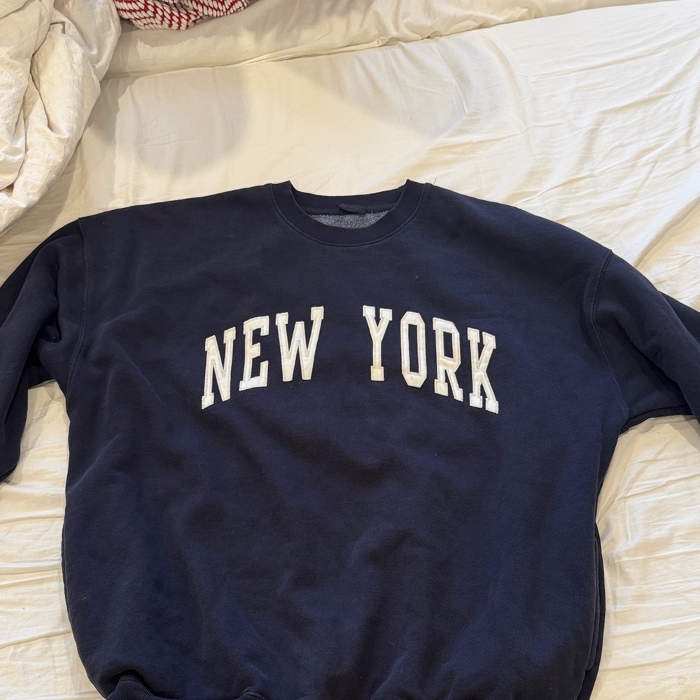 Brandy Melville Dark Blue 'New York' Crewneck Sweater